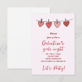 Hearts Galentines Love Pattern Party Invitation RSVP Karte (Vorne/Hinten)