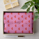 Hearts Galore, red hearts on pink, Seidenpapier (Geschenk)