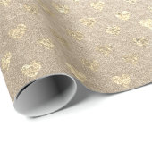 Hearts Gold Foxier Pearly Titanium Ivory Glitzer Geschenkpapier (Rolleneckpunkt)