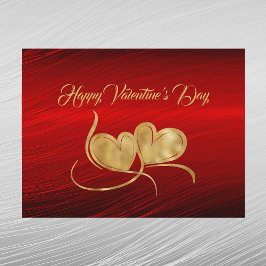 Hearts Gold Red Valentine Feiertagspostkarte