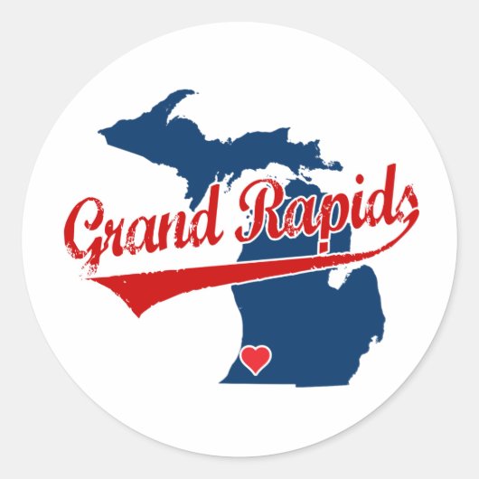 Hearts Grand Rapids Michigan Runder Aufkleber (Vorderseite)