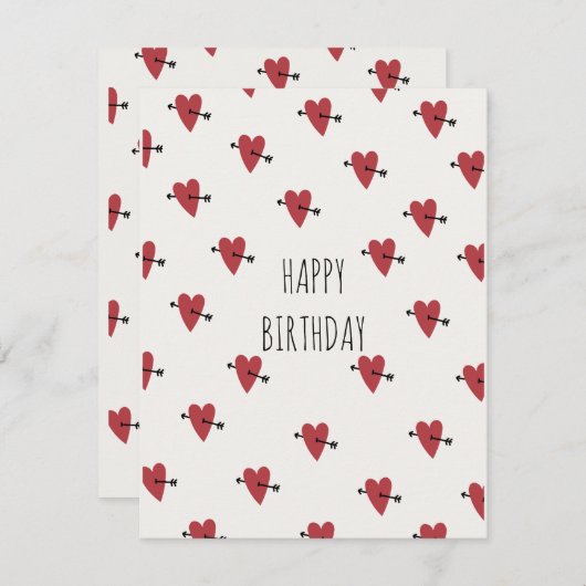 Hearts Happy Birthday Feiertagskarte (Vorne/Hinten)