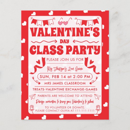 Hearts Happy Valentine’s Day Modern Love Pattern Flyer (Vorne)