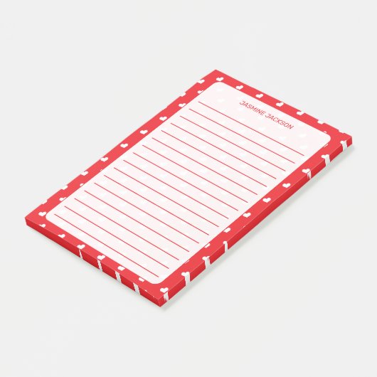 Hearts Happy Valentine’s Day Modern Love Pattern Post-it Klebezettel (angewinkelt)