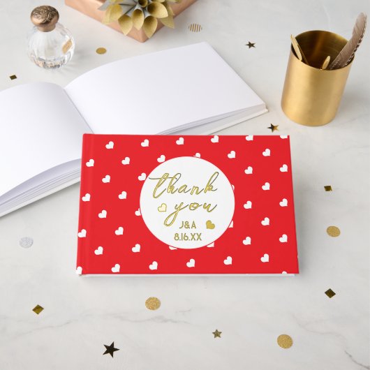 Hearts Happy Valentine's Day Modern Love Pattern Gästebuch (Vorderseite Offen)