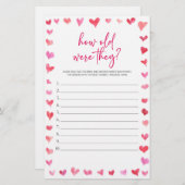 Hearts How Old Were They? Bridal Shower Game  Briefpapier (Vorne/Hinten)