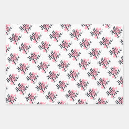 Hearts Hugs und Kisses Typografie Geschenkpapier Set