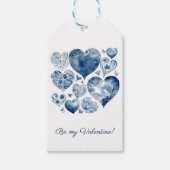 Hearts in Delft Blue, valentine, customizable Geschenkanhänger (Vorderseite)