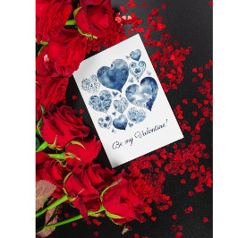 Hearts in Delft Blue, valentine  Postkarte