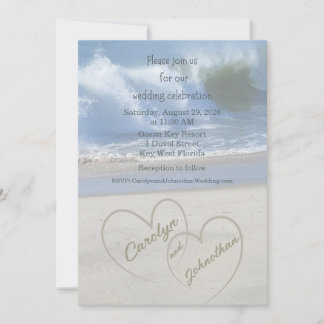 Hearts in the Sand photo Wedding Invitation Einladung