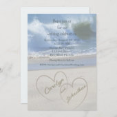 Hearts in the Sand photo Wedding Invitation Einladung (Vorne/Hinten)