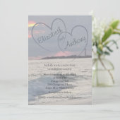 Hearts in the Sky Beach Wedding Invitation Einladung (Stehend Vorderseite)