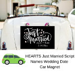 HEARTS just Married Script Names Wedding Date Auto Magnet<br><div class="desc">Feiern Sie stilvolle Liebe mit unserem HEARTS Just Married Script Namen Wedding Date Car Magnet - die perfekte Ergänzung zu Ihrem Hochzeitstag-Aufenthalt! Dieses bezaubernde Autoschild verleiht Ihrer Neuvermählten Reise eine Touch von Launen. Mit trendiger Schrift Schriftart Typografie. Personalisiert mit Ihren Namen Hochzeitsdatum. Lass der Welt, wie du mit diesem unwiderstehlich...</div>