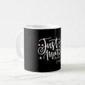 HEARTS just Married Script Names Wedding Date Kaffeetasse (Vorderseite Links)