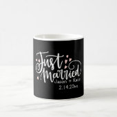 HEARTS just Married Script Names Wedding Date Kaffeetasse (Mittel)