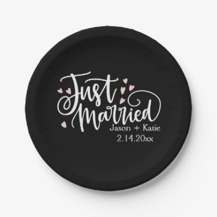 HEARTS just Married Script Names Wedding Day Pappteller