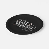 HEARTS just Married Script Names Wedding Day Pappteller (Schrägansicht)