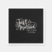 HEARTS just Married Script Names Wedding Day Serviette (Vorderseite)
