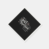 HEARTS just Married Script Names Wedding Day Serviette (Ecke)