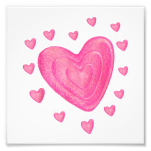 Hearts Kids School Valentines Day Girls Boys Fotodruck