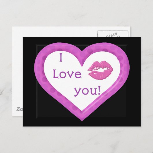 Hearts & Kisses Postkarte (Vorne/Hinten)