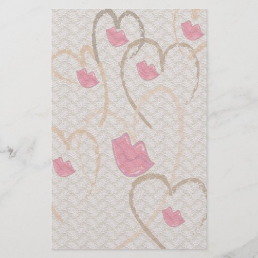 Hearts Kisses und Lace Stationary Briefpapier (Vorderseite)