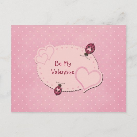 Hearts Ladybugs Valentine Postcard Feiertagspostkarte (Vorderseite)