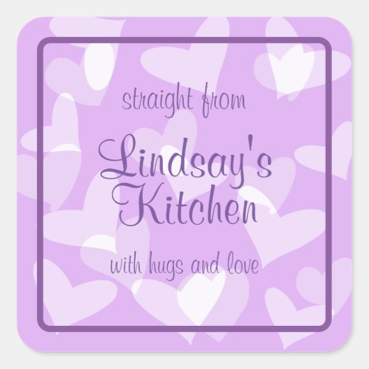 Hearts Lavender Backwaren Quadratischer Aufkleber (Vorderseite)
