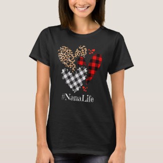 Hearts Leopard Buffalo Kariert Nana Valentine's Da T-Shirt