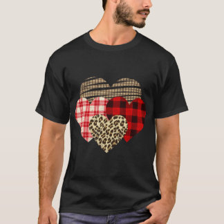 Hearts Leopard Kariert Buffalo Herzenslust Liebe V T-Shirt
