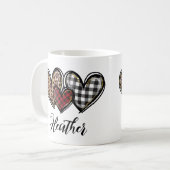 Hearts Leopard Kariert Valentinstag Personalisiert Kaffeetasse (Vorderseite Links)