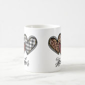Hearts Leopard Kariert Valentinstag Personalisiert Kaffeetasse (Mittel)