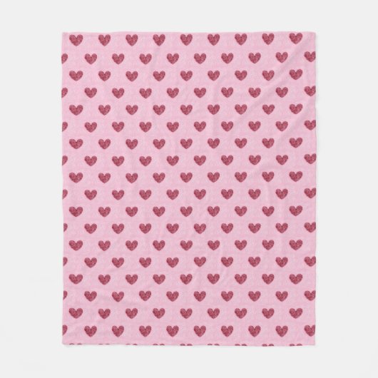 Hearts Lil' Sweetheart Red Pink Imitate Fuzzy Desi Fleecedecke (Vorderseite)