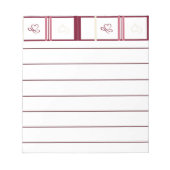Hearts Lined Notepad – Whimsical Burgundy Design Notizblock (Vorderseite)