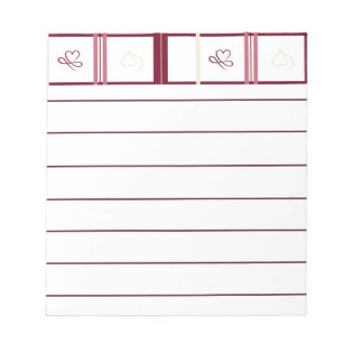Hearts Lined Notepad – Whimsical Burgundy Design Notizblock