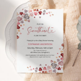 Hearts Little Sweetheart Girl Baby Shower Einladung