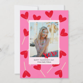 Hearts Lollipops Photo XOXO Love Valentine's Day Feiertagskarte