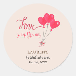 Hearts Love is in the Air  Rosa Brautparty Runder Aufkleber