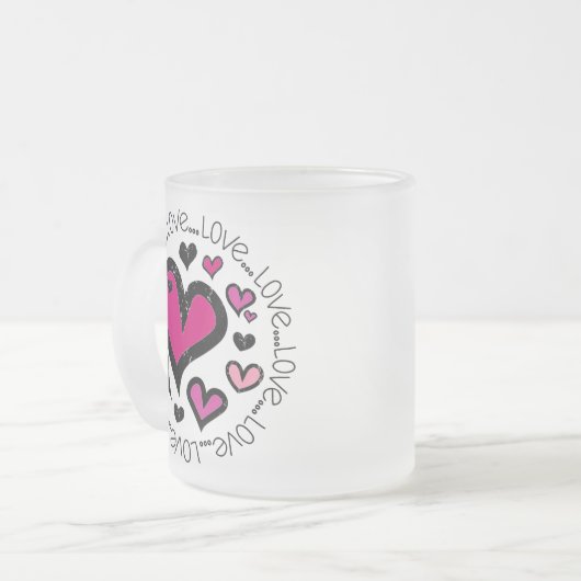 Hearts Love Mattglastasse (Vorderseite Links)