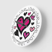 Hearts Love Runde Wanduhr (Winkel)