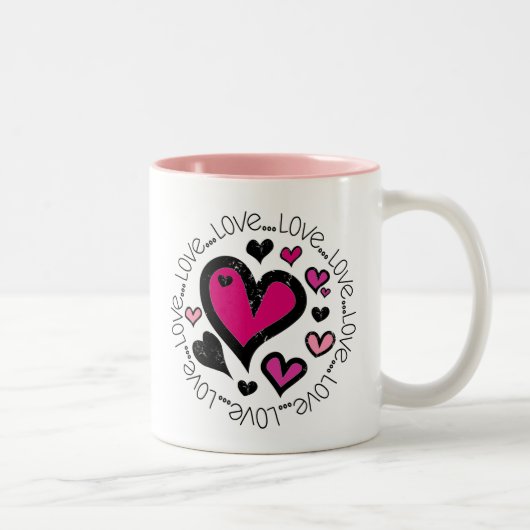 Hearts Love Zweifarbige Tasse (Rechts)