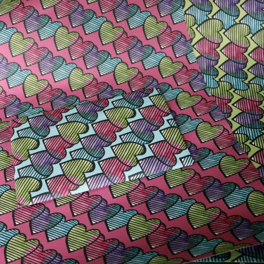 Hearts lovers cute retro valentine's day geschenkpapier set