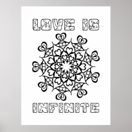 Hearts Mandala - Liebe ist unendlich - Große Färbu Poster