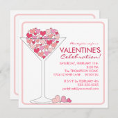 Hearts Martini Valentinstag Party Einladung (Vorne/Hinten)
