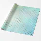 Hearts Metallic Mint Aqua Ocean Blue Gold Imitate Geschenkpapier (Ungerollt)