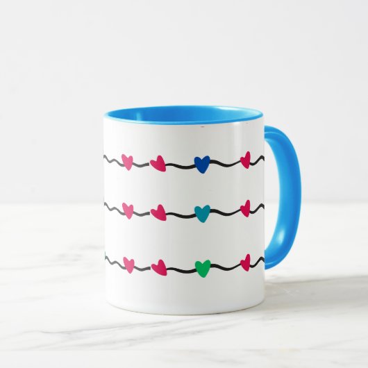 Hearts Modern Art Design Tasse (VorderseiteRechts)