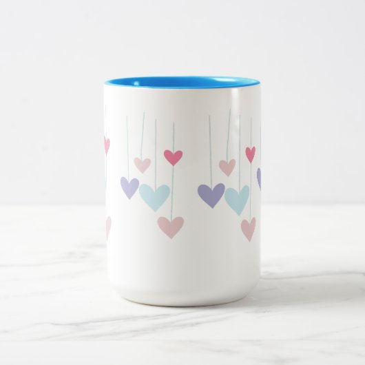 Hearts Modern Art Design Zweifarbige Tasse (Mittel)