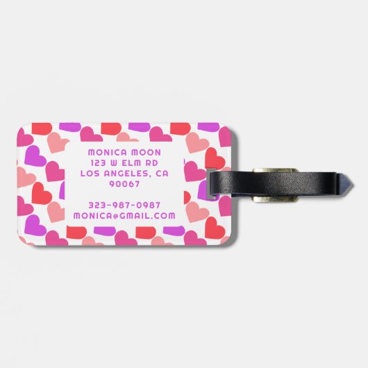 HEARTS Modern Groovy Valentine Bridesmaid CUSTOM Gepäckanhänger (Rückseite horizontal)