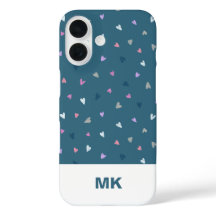 Hearts Modern Monogram iPhone Case