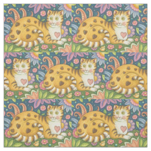 Hearts N' Stripes Tablet nach CAT FOLK ART FABRIC Stoff